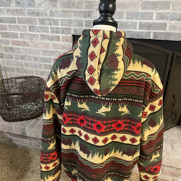 Men's Hooded Jacket with Deer and Tree Pattern - Picture 4 of 8